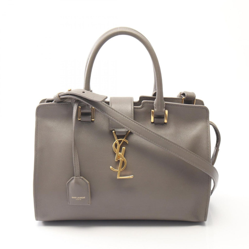 Saint Laurent Paris Handbag Baby Cabas Monogram 2-Way Gray Leather Downtown