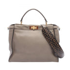 Fendi Handbag Peekaboo Large Gray Leather