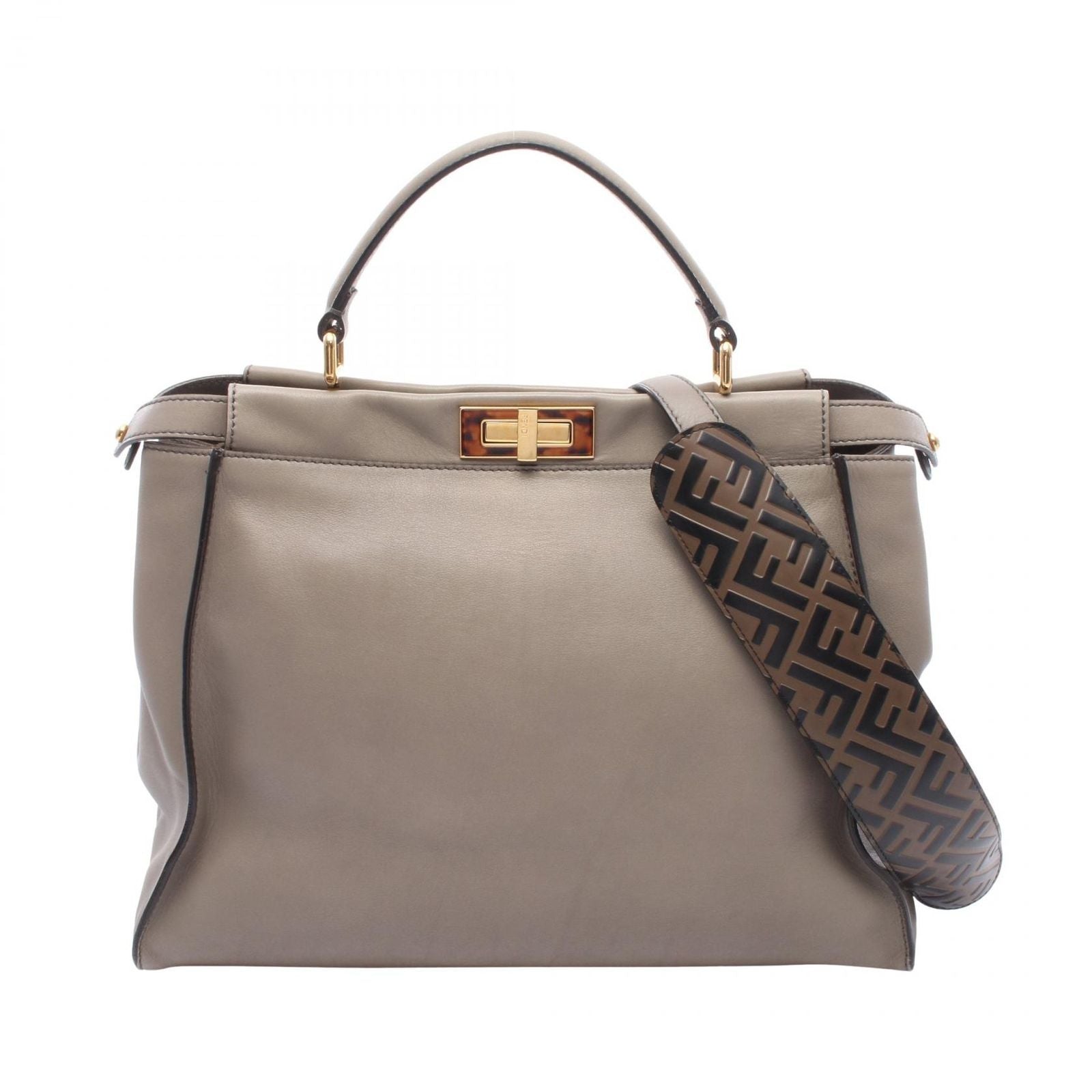 Fendi Handbag Peekaboo Large Gray Leather