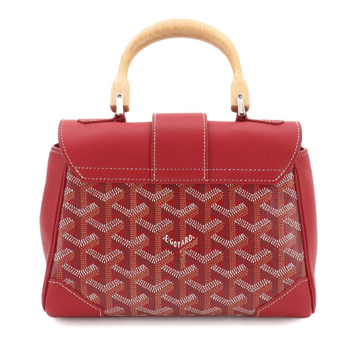 Goyard Saigon Mini 2-Way Bag Leather Wood Red Herringbone — view 2