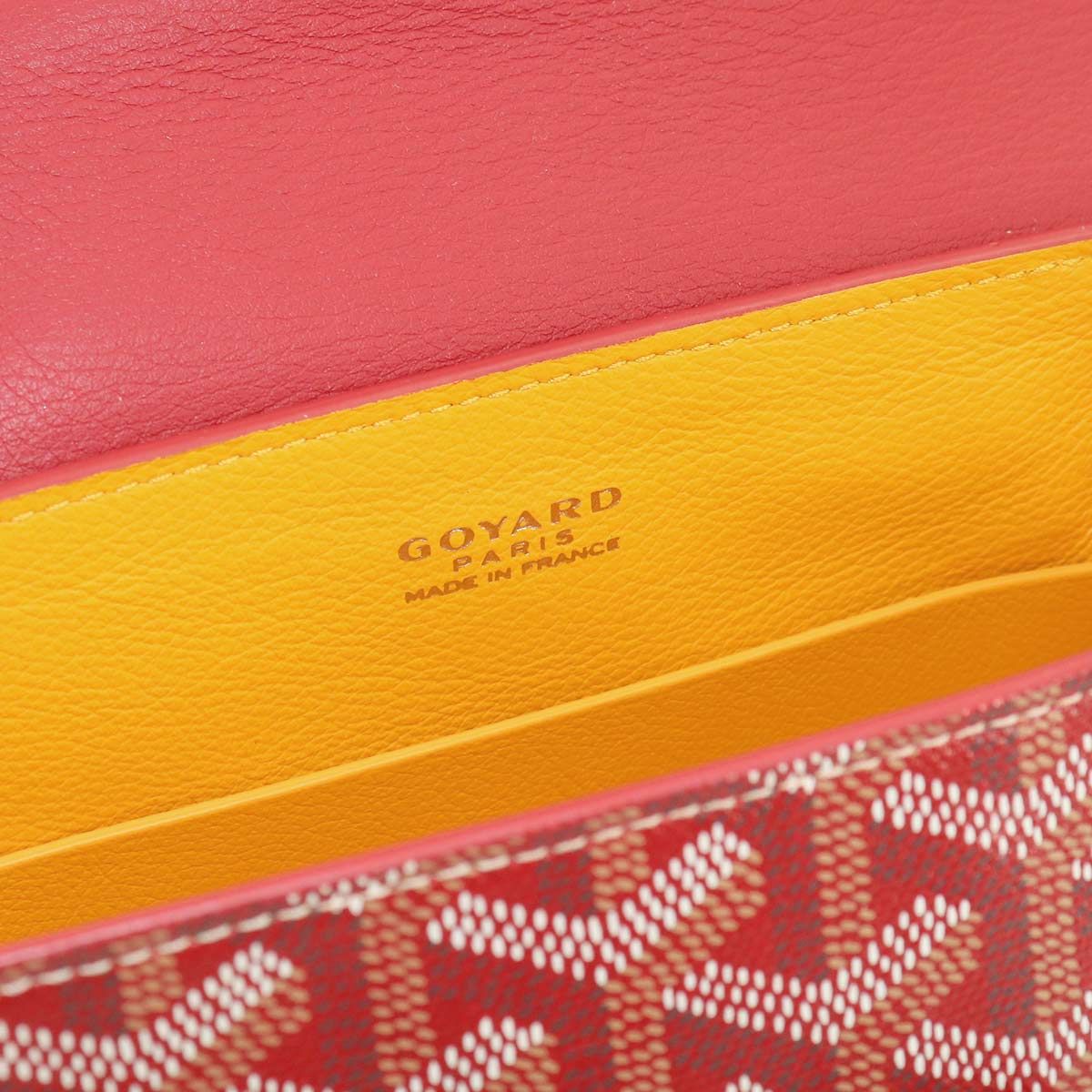 Goyard Saigon Mini 2-Way Bag Leather Wood Red Herringbone — view 8