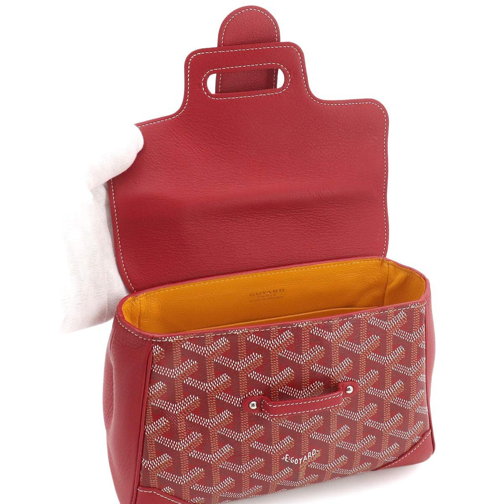 Goyard Saigon Mini 2-Way Bag Leather Wood Red Herringbone — view 6