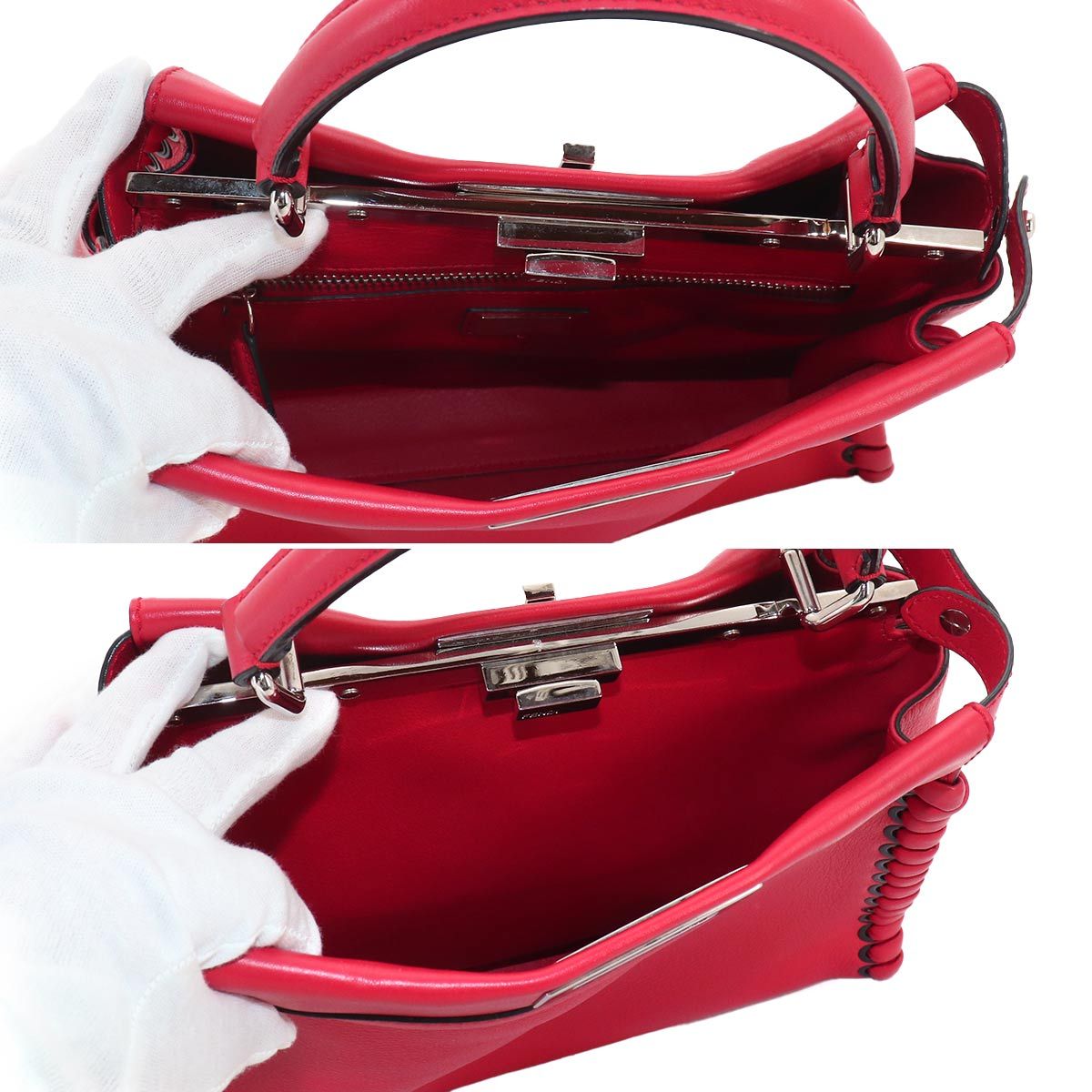 Fendi Peekaboo Shoulder Bag Leather Red Selleria — view 7