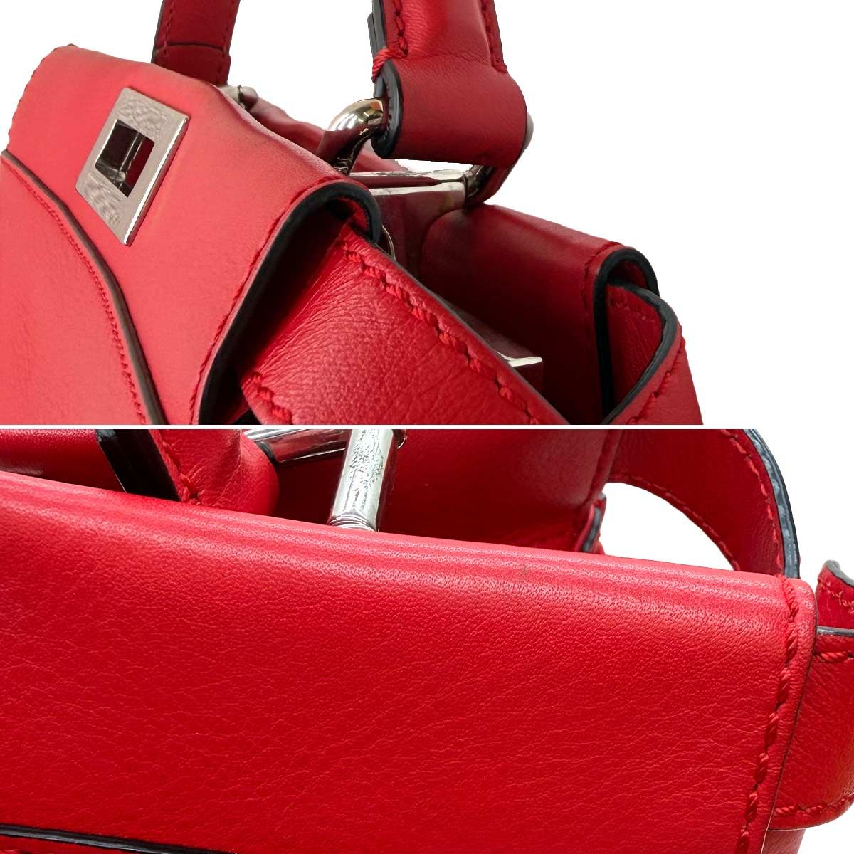Fendi Peekaboo Shoulder Bag Leather Red Selleria — view 9