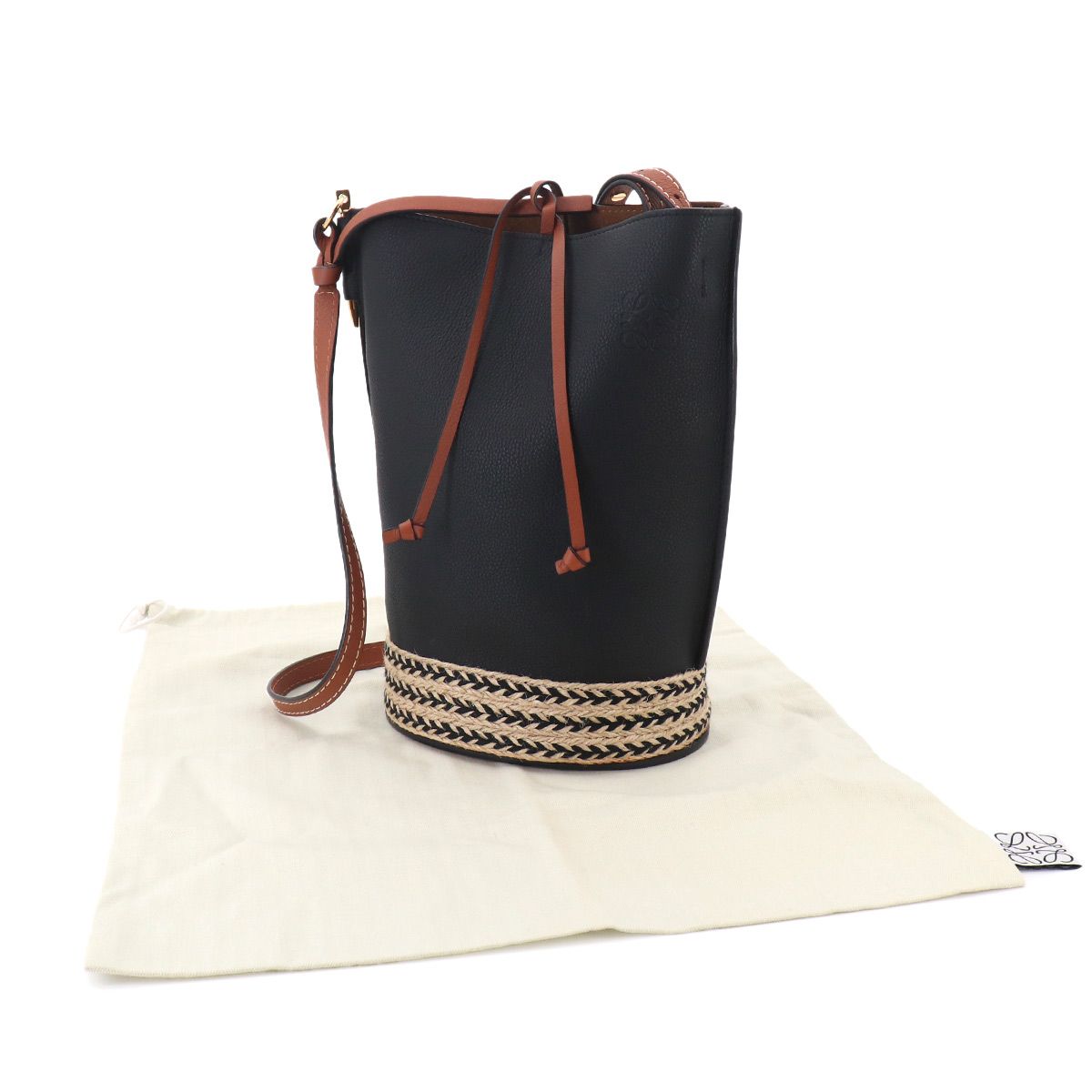Loewe Gate Bucket Shoulder Bag Leather Black Brown — view 2