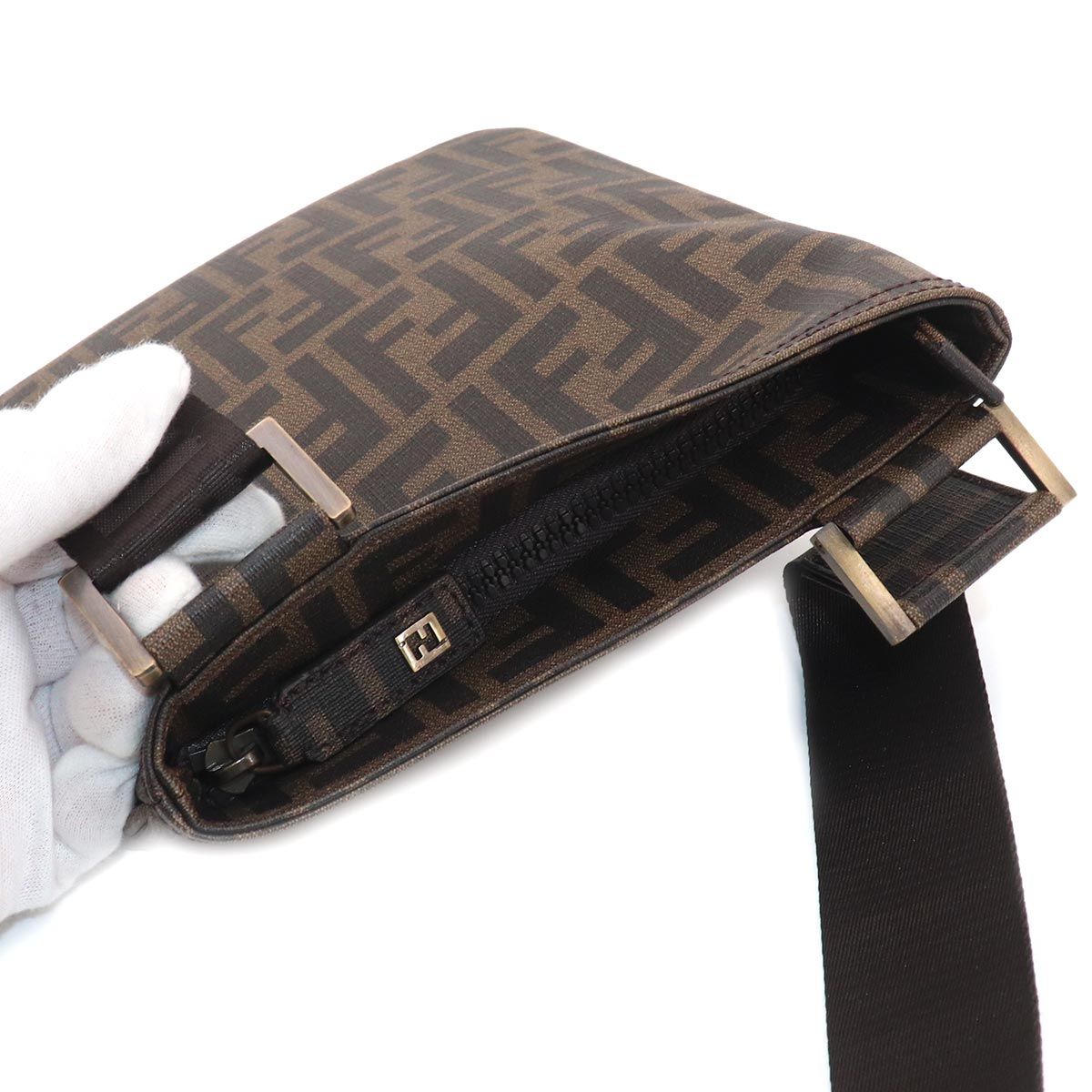 Fendi Zucca Shoulder Messenger Bag Brown Gold — view 8