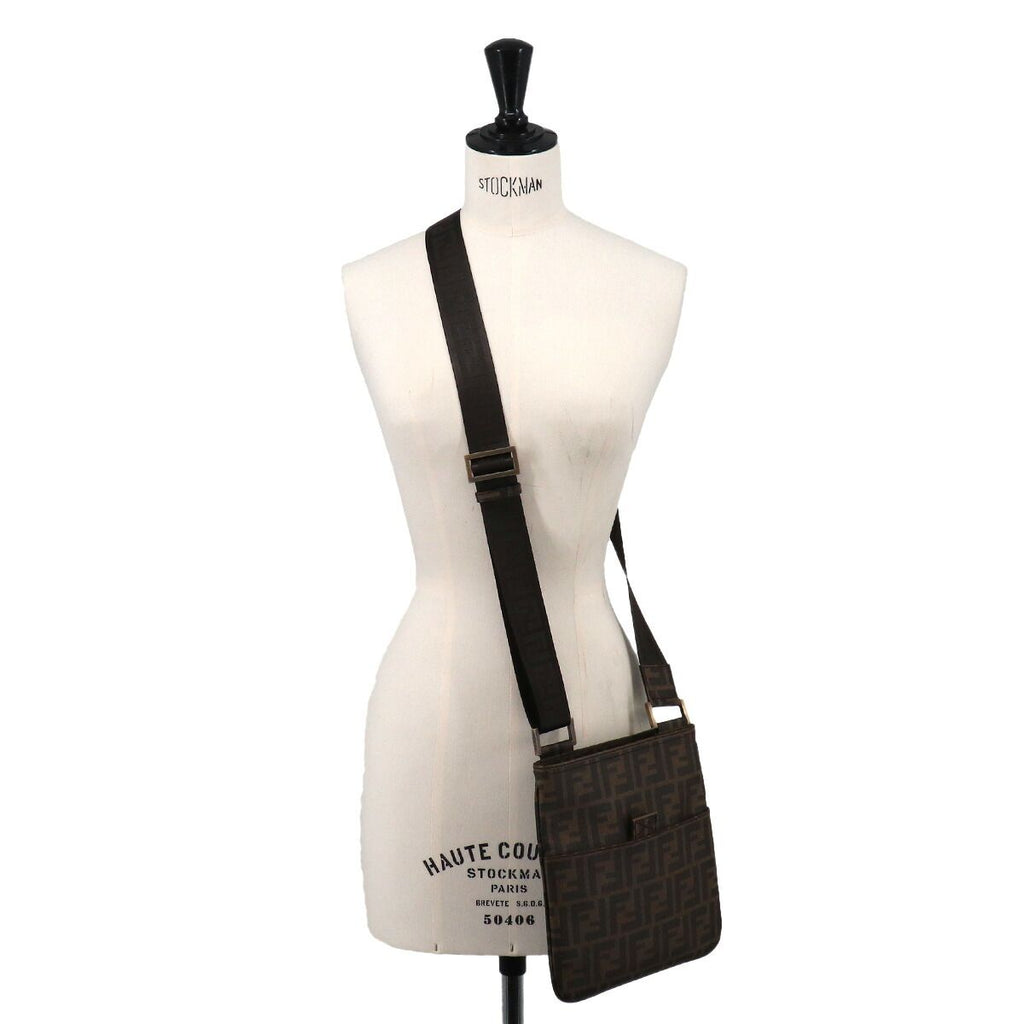 Fendi Zucca Shoulder Messenger Bag Brown Gold — view 9