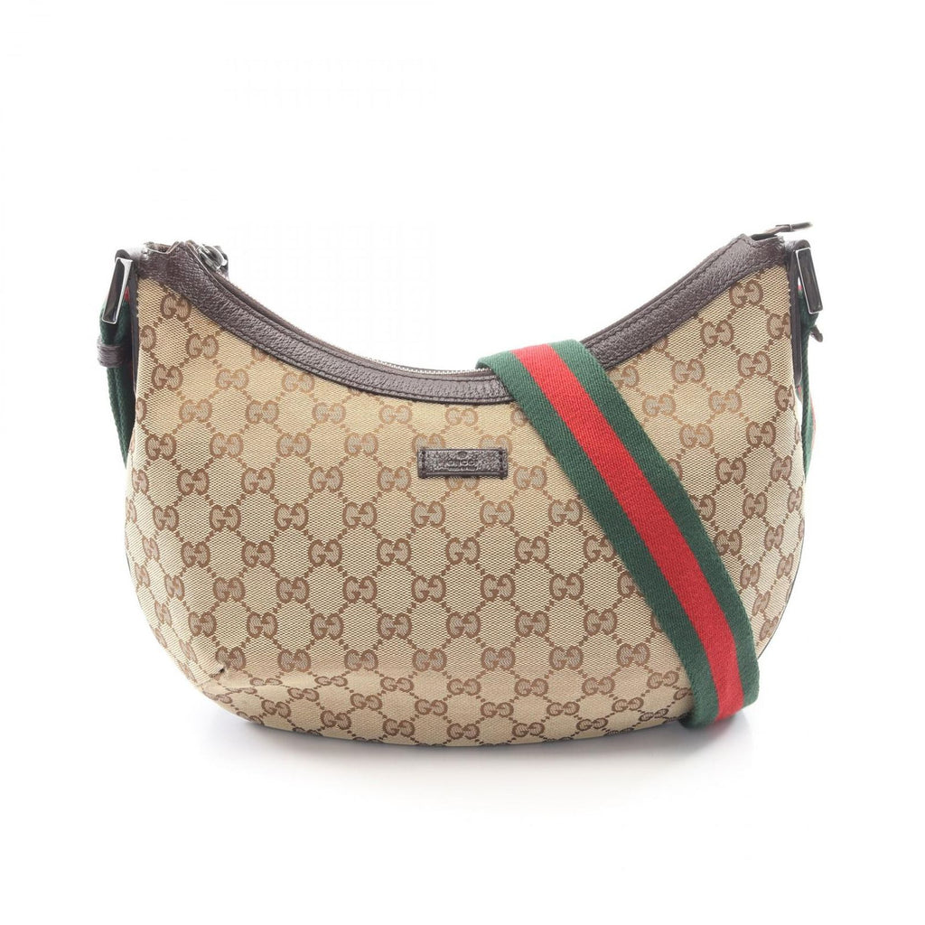 Gucci Shoulder Bag GG Canvas Beige Dark Brown