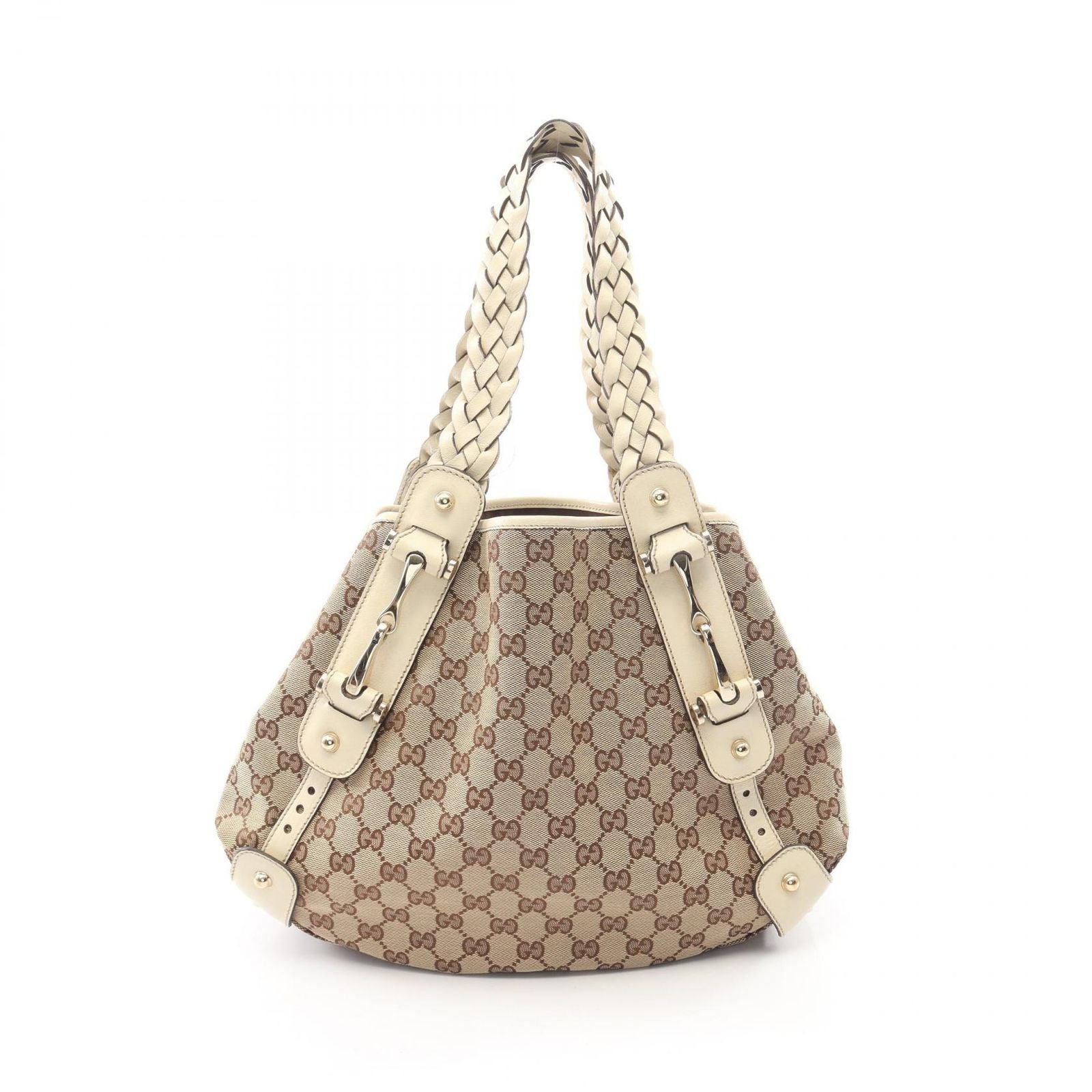 Gucci Shoulder Bag GG Canvas Beige Ivory Horsebit