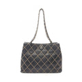 Chanel Shoulder Bag Wild Stitch Black Leather Chain