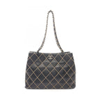Chanel Shoulder Bag Wild Stitch Black Leather Chain