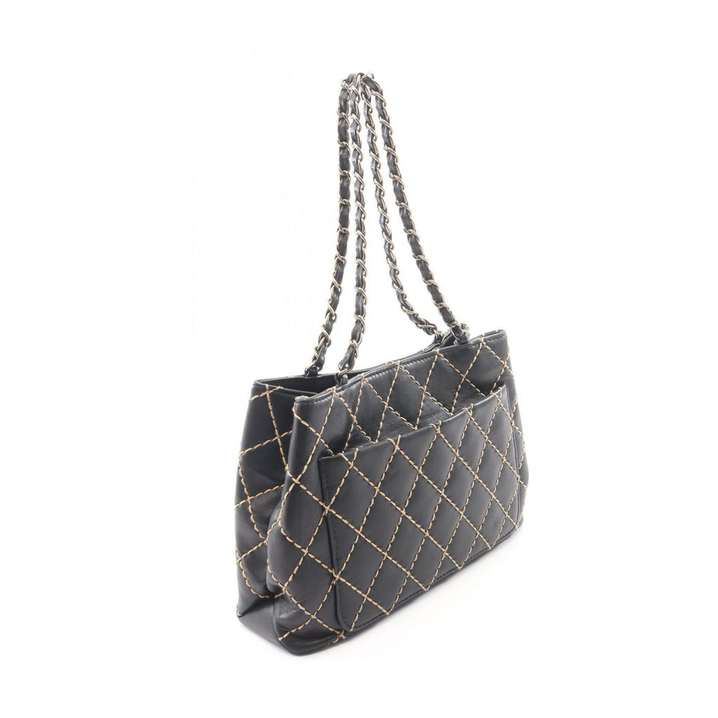 Chanel Shoulder Bag Wild Stitch Black Leather Chain — view 2