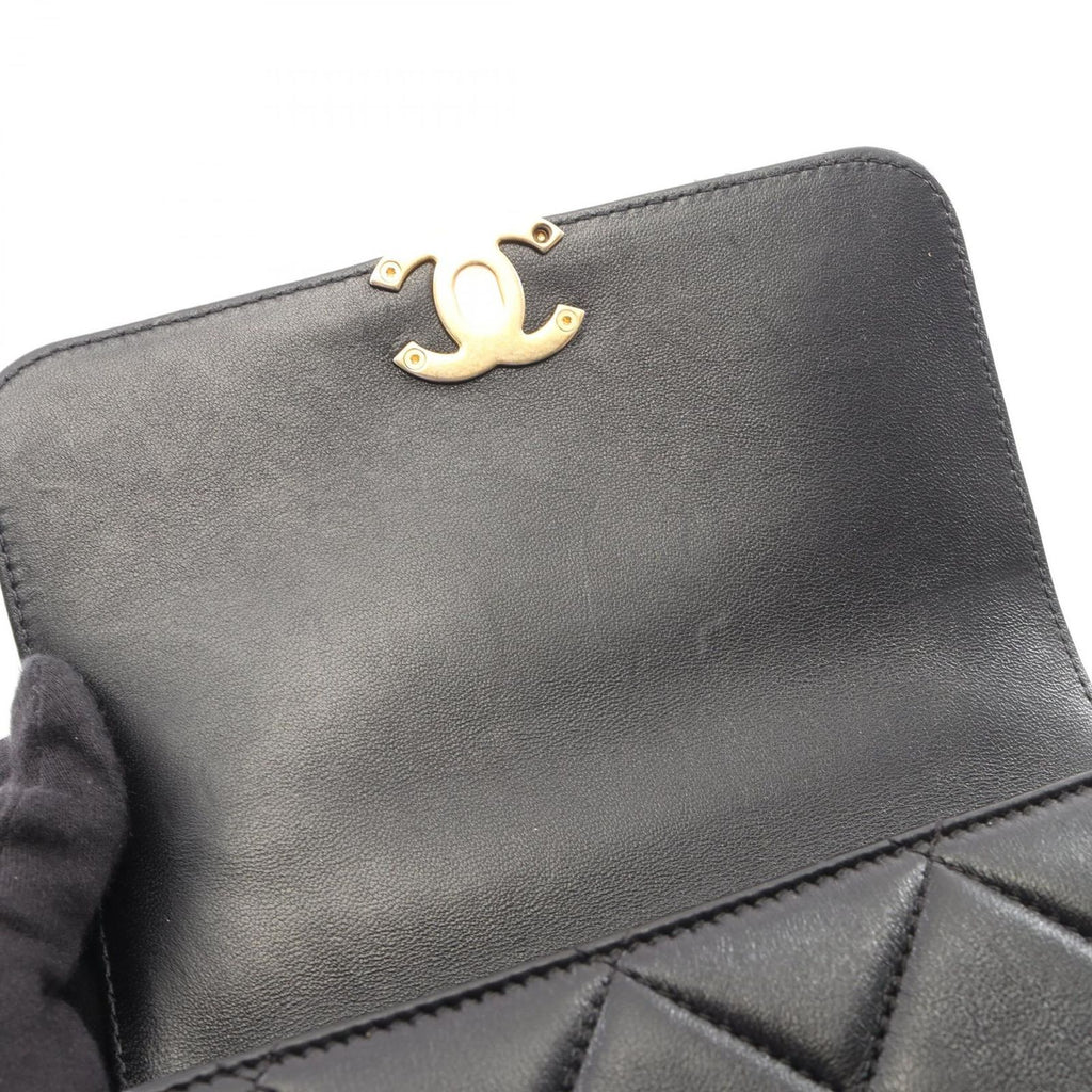 Chanel Shoulder Bag Quilted Mini Flap 2-Way Black Lambskin — view 9