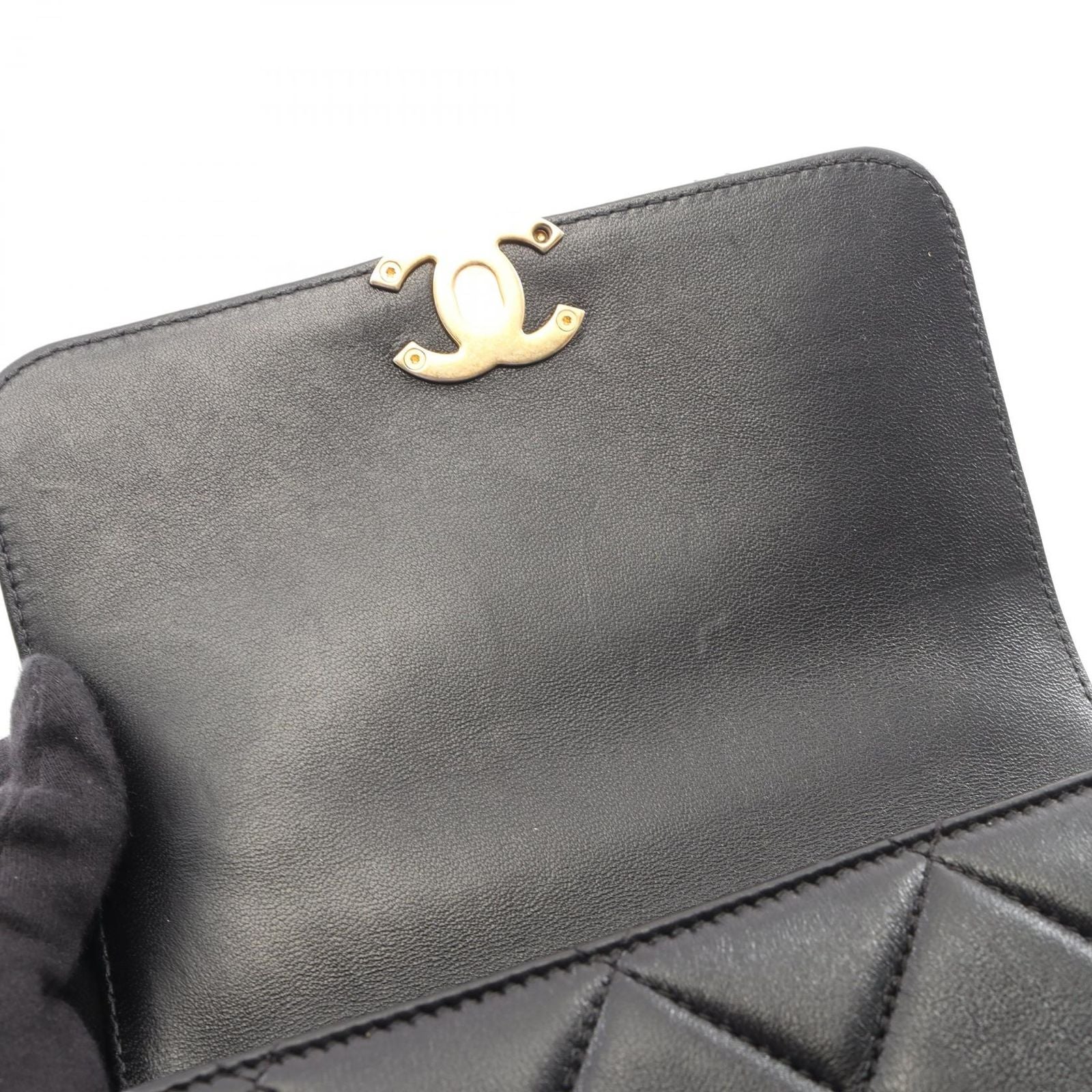 Chanel Shoulder Bag Quilted Mini Flap 2-Way Black Lambskin — view 9