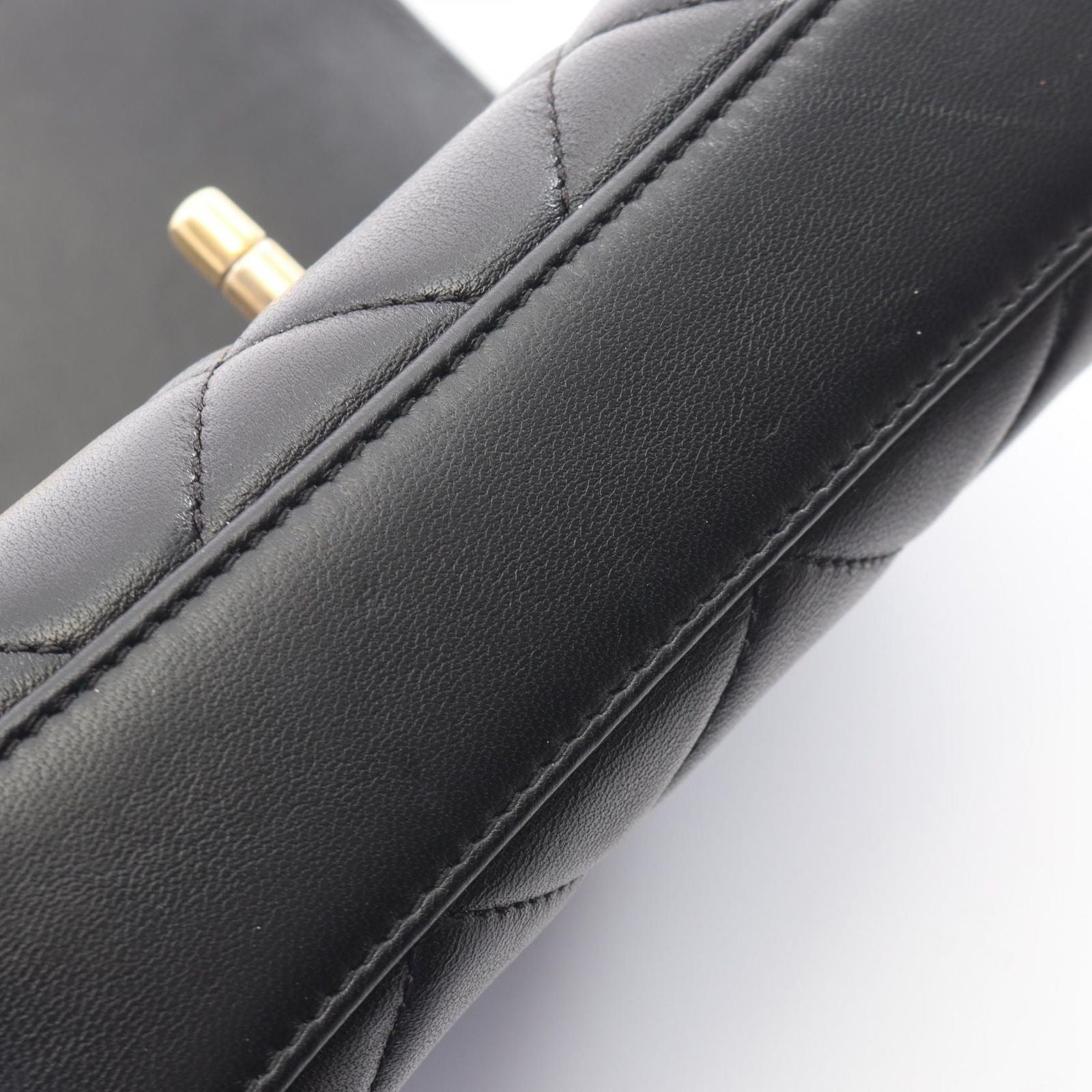Chanel Shoulder Bag Quilted Mini Flap 2-Way Black Lambskin — view 6