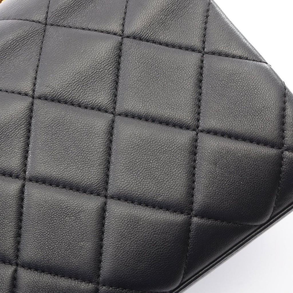 Chanel Shoulder Bag Quilted Mini Flap 2-Way Black Lambskin — view 8