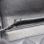 Chanel Shoulder Bag Quilted Black Caviar Leather Chain Wallet — view 6