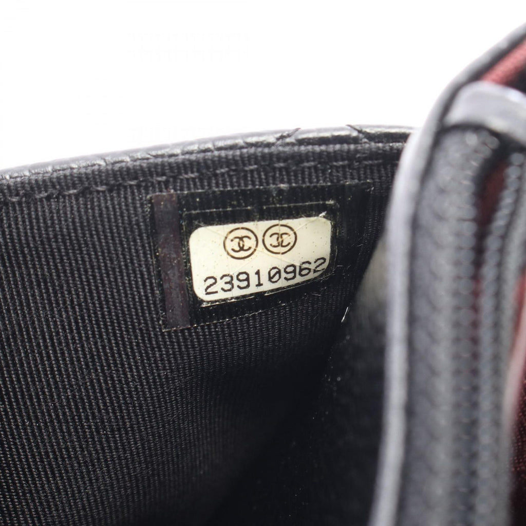 Chanel Shoulder Bag Quilted Black Caviar Leather Chain Wallet — view 5