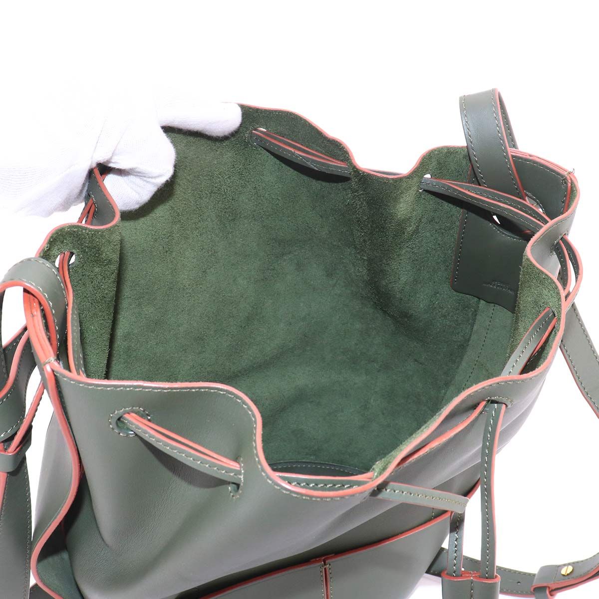 Loewe Balloon Small Shoulder Bag Leather Green Gold — view 7
