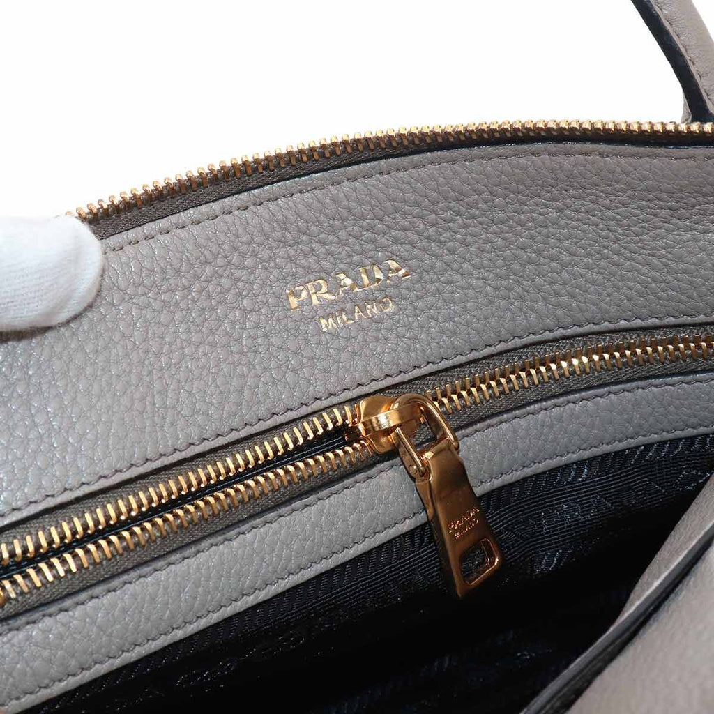 Prada 2-Way Leather Gray Gold Shoulder — view 8
