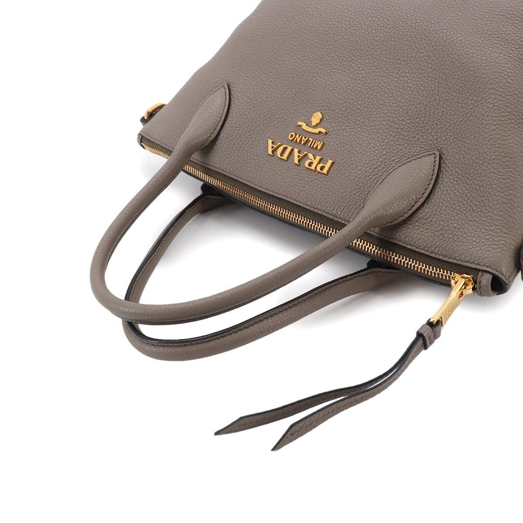 Prada 2-Way Leather Gray Gold Shoulder — view 6