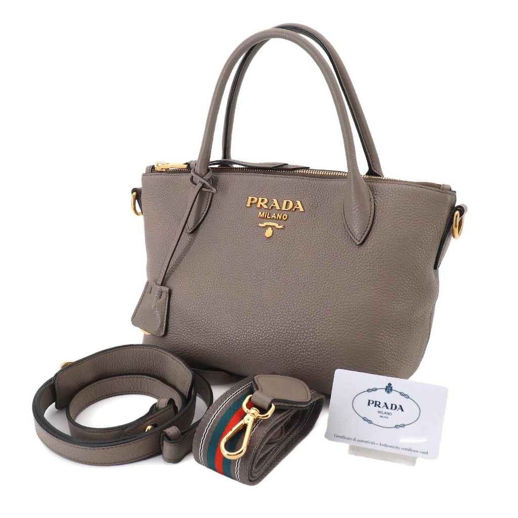 Prada 2-Way Leather Gray Gold Shoulder — view 2