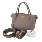 Prada 2-Way Leather Gray Gold Shoulder — view 2