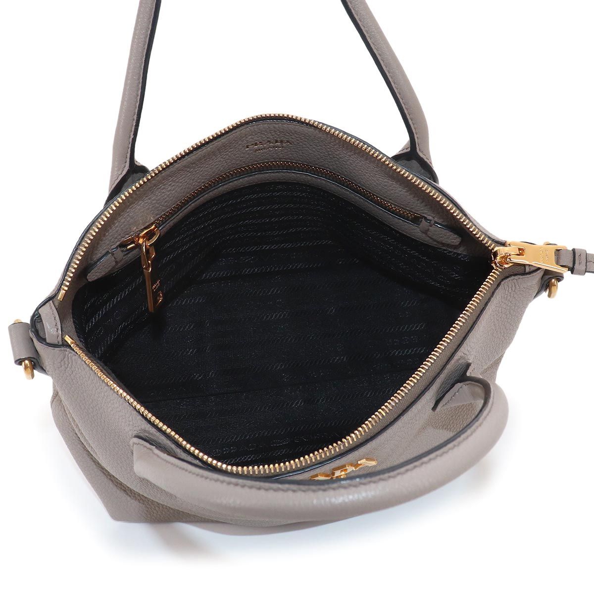 Prada 2-Way Leather Gray Gold Shoulder — view 7