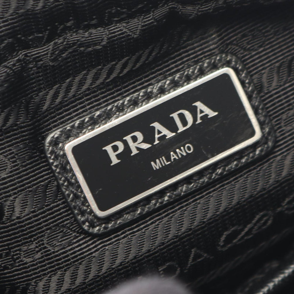Prada Shoulder Bag Re-Nylon Black Nylon Saffiano Leather Triangle Logo — view 4