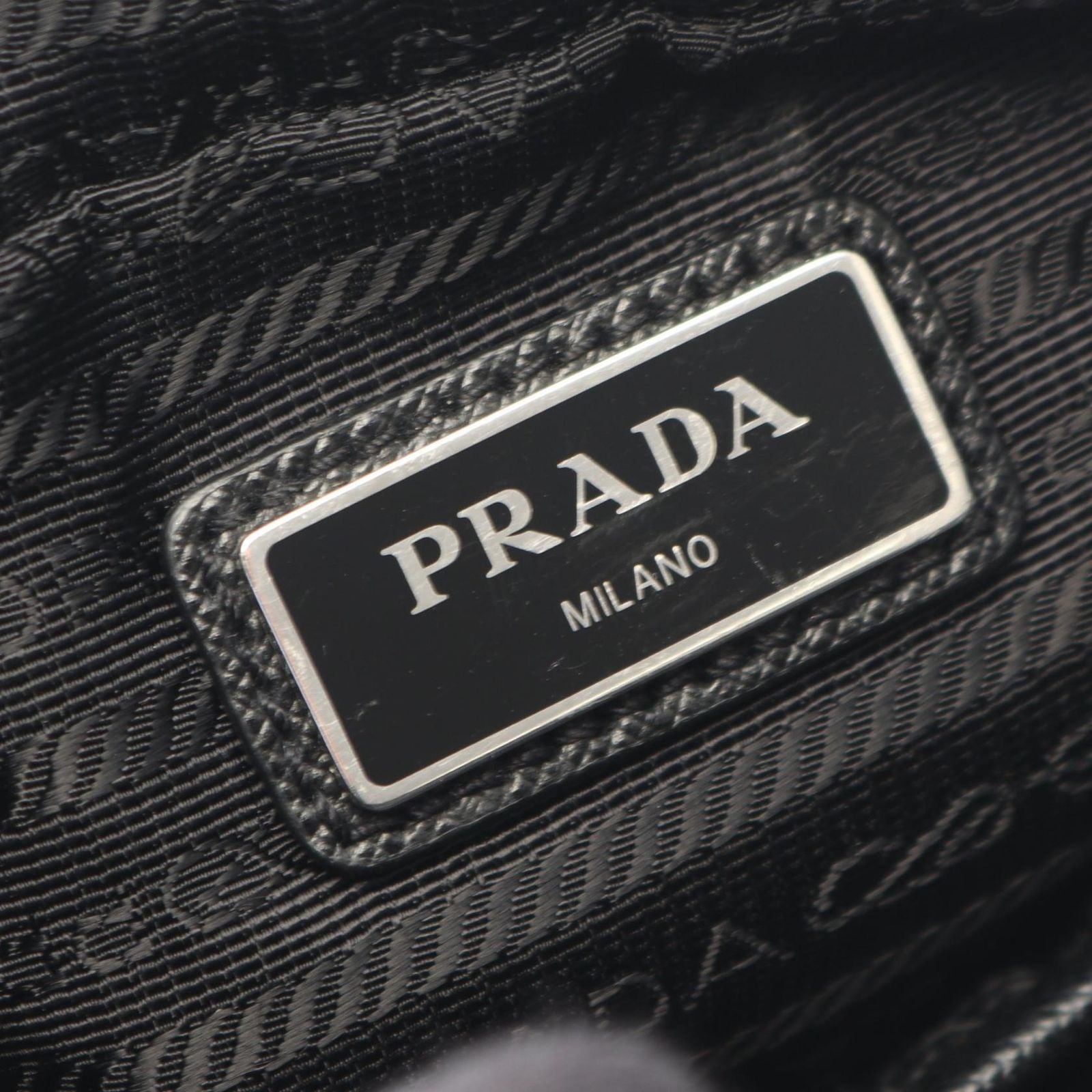 Prada Shoulder Bag Re-Nylon Black Nylon Saffiano Leather Triangle Logo — view 4