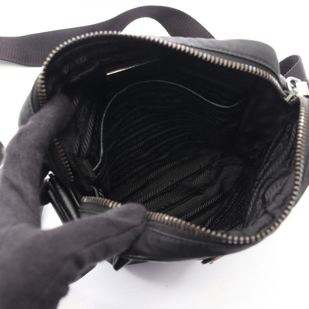 Prada Shoulder Bag Re-Nylon Black Nylon Saffiano Leather Triangle Logo — view 3