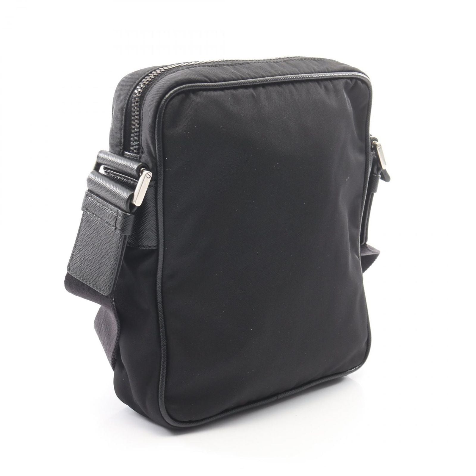 Prada Shoulder Bag Re-Nylon Black Nylon Saffiano Leather Triangle Logo — view 2