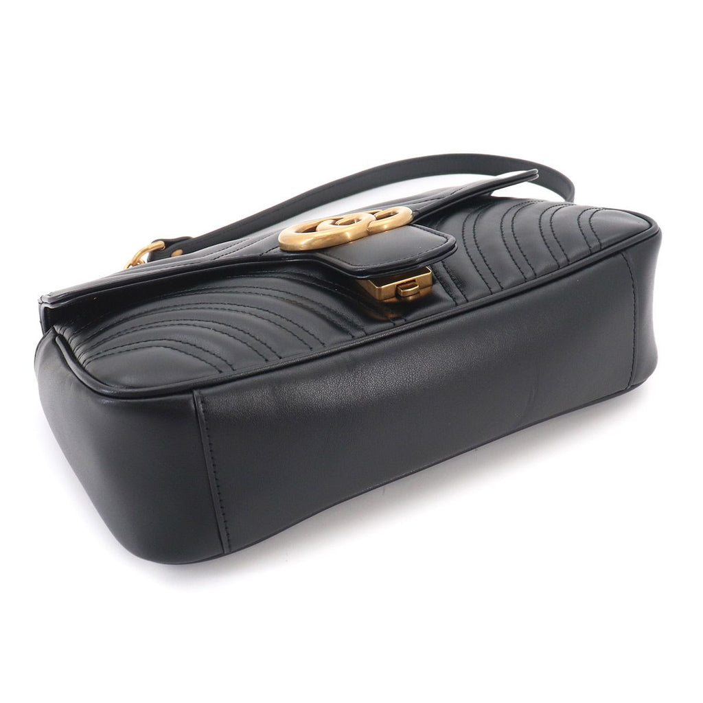 Gucci GG Marmont Shoulder Bag Leather Black Gold — view 5