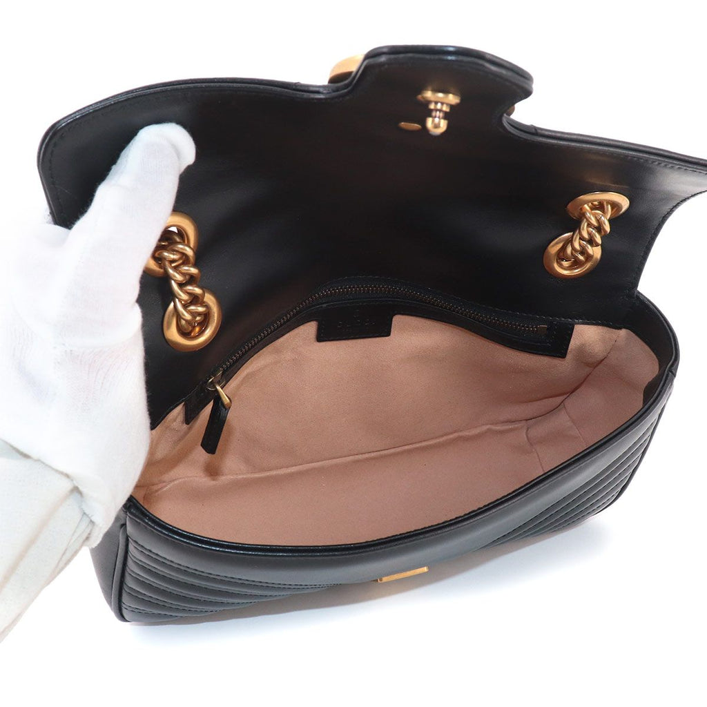 Gucci GG Marmont Shoulder Bag Leather Black Gold — view 7
