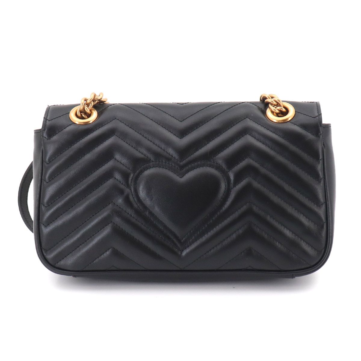 Gucci GG Marmont Shoulder Bag Leather Black Gold — view 3