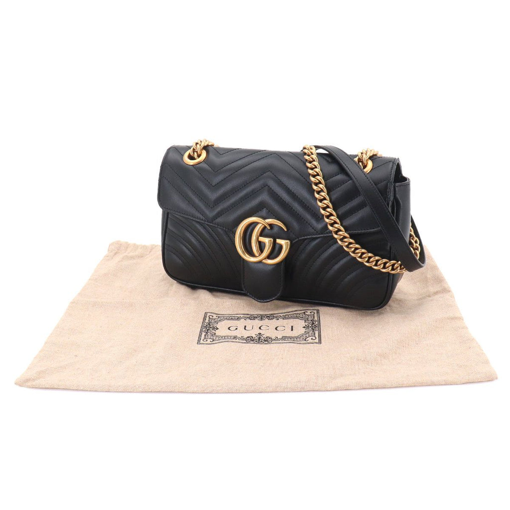 Gucci GG Marmont Shoulder Bag Leather Black Gold — view 2