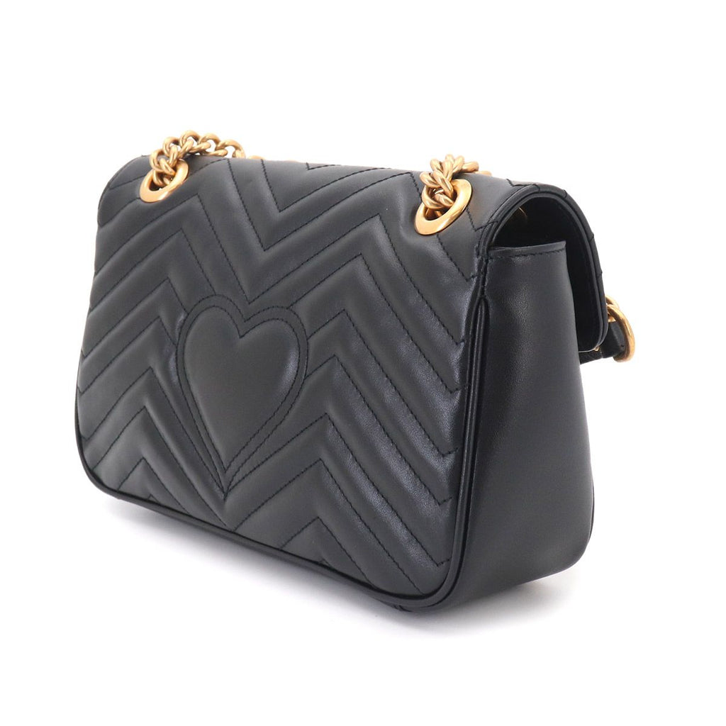 Gucci GG Marmont Shoulder Bag Leather Black Gold — view 4