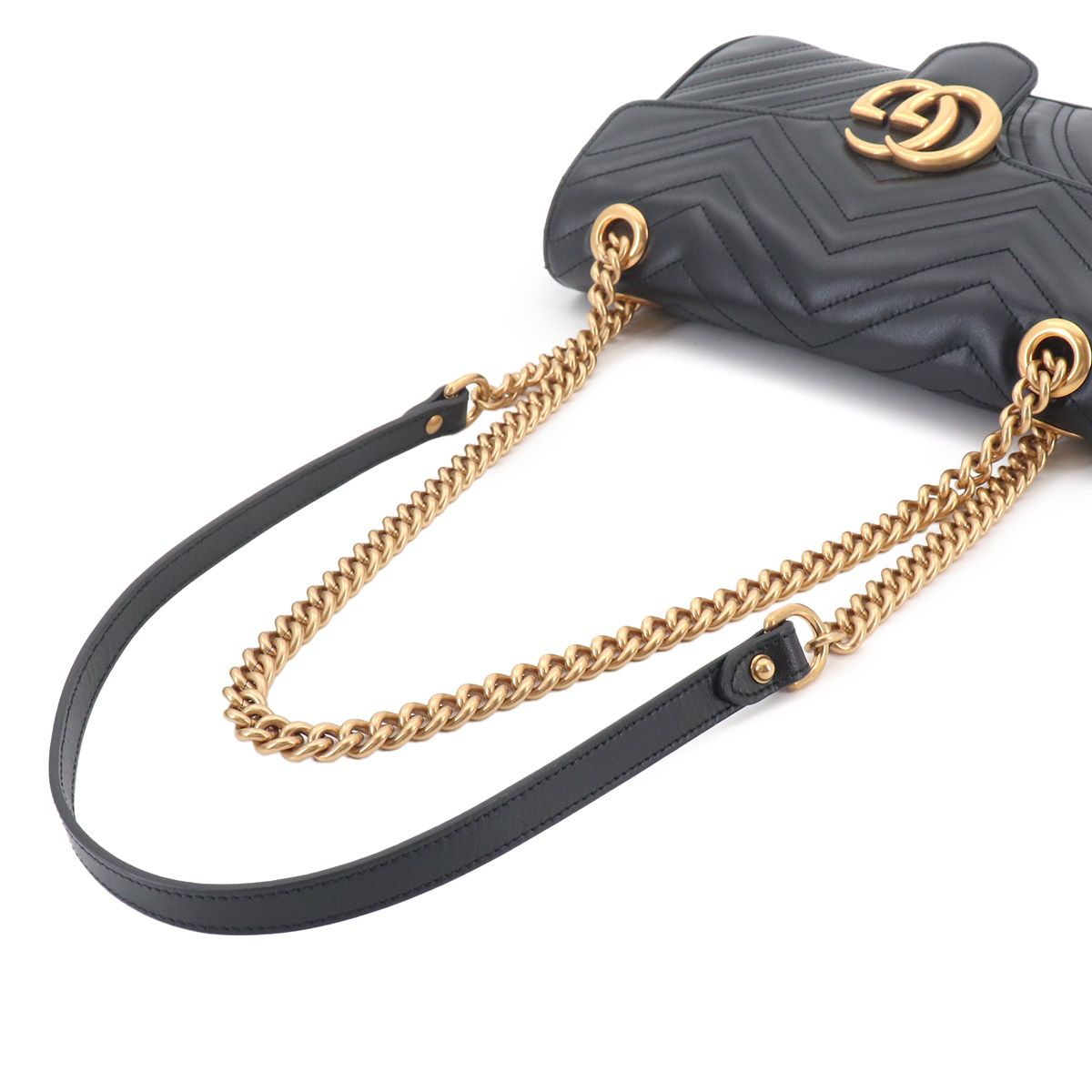 Gucci GG Marmont Shoulder Bag Leather Black Gold — view 6