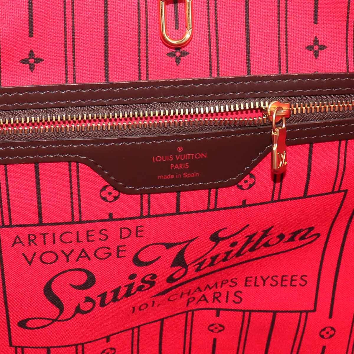 Louis Vuitton Damier Neverfull MM Tote Ebene Cerise Brown — view 8
