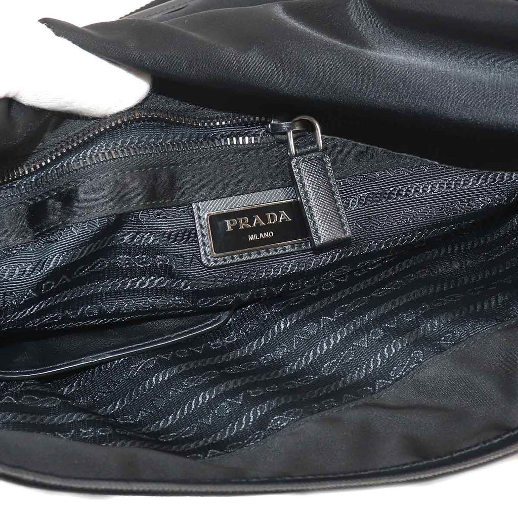Prada Messenger Shoulder Bag Nylon Saffiano Leather Nero Black — view 9