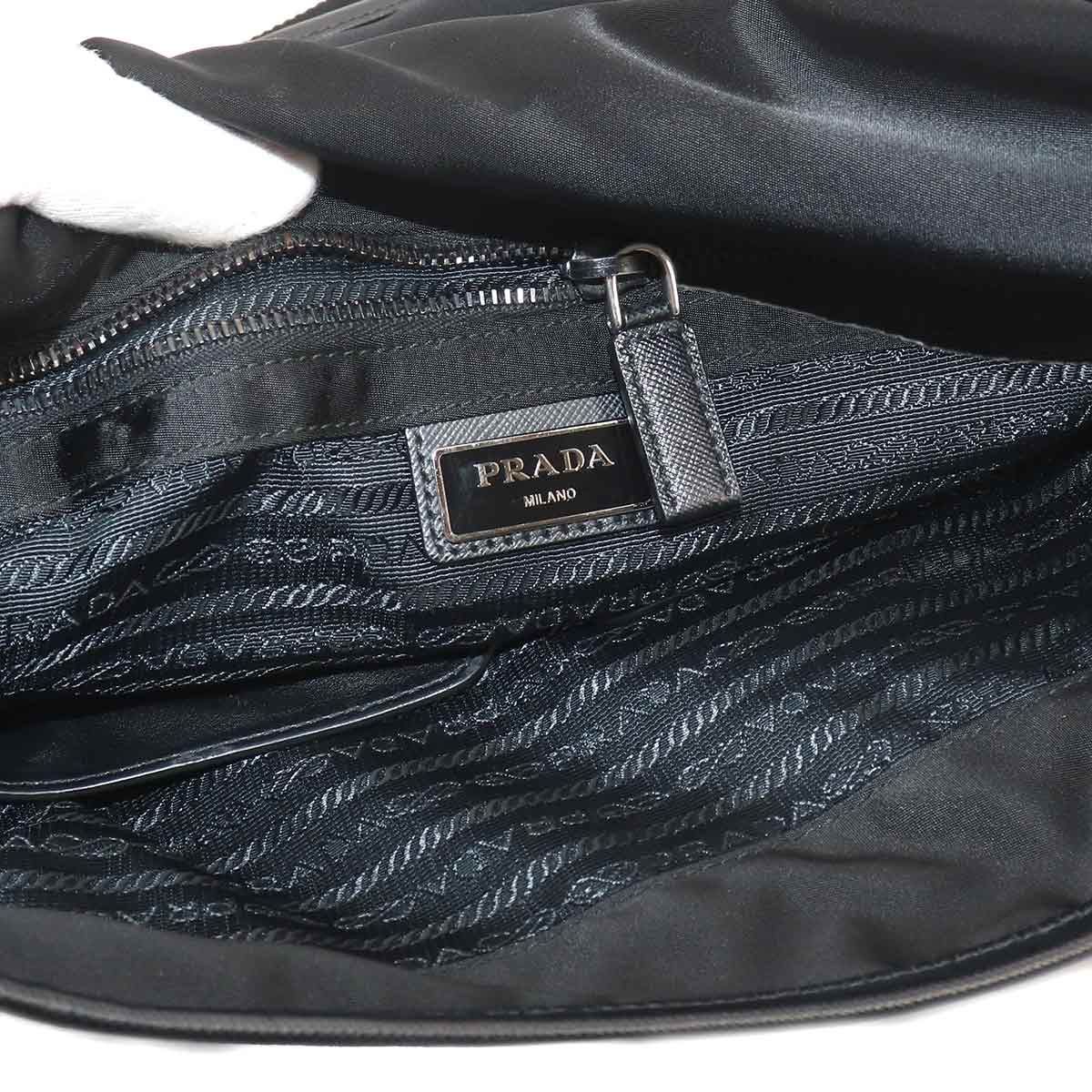 Prada Messenger Shoulder Bag Nylon Saffiano Leather Nero Black — view 9