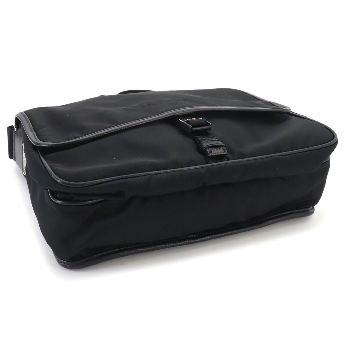 Prada Messenger Shoulder Bag Nylon Saffiano Leather Nero Black — view 5