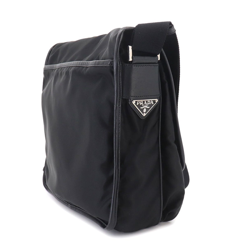 Prada Messenger Shoulder Bag Nylon Saffiano Leather Nero Black — view 4