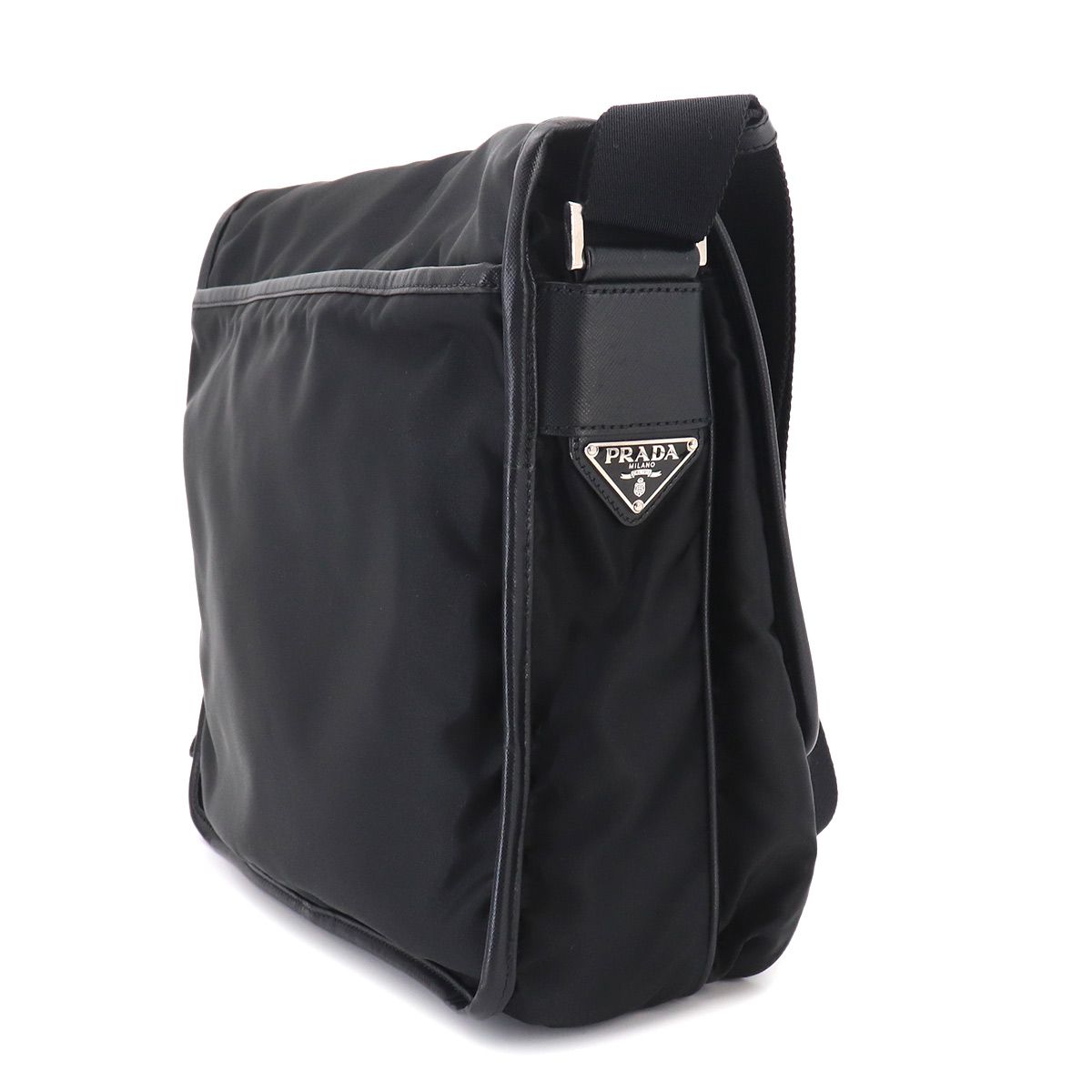 Prada Messenger Shoulder Bag Nylon Saffiano Leather Nero Black — view 4