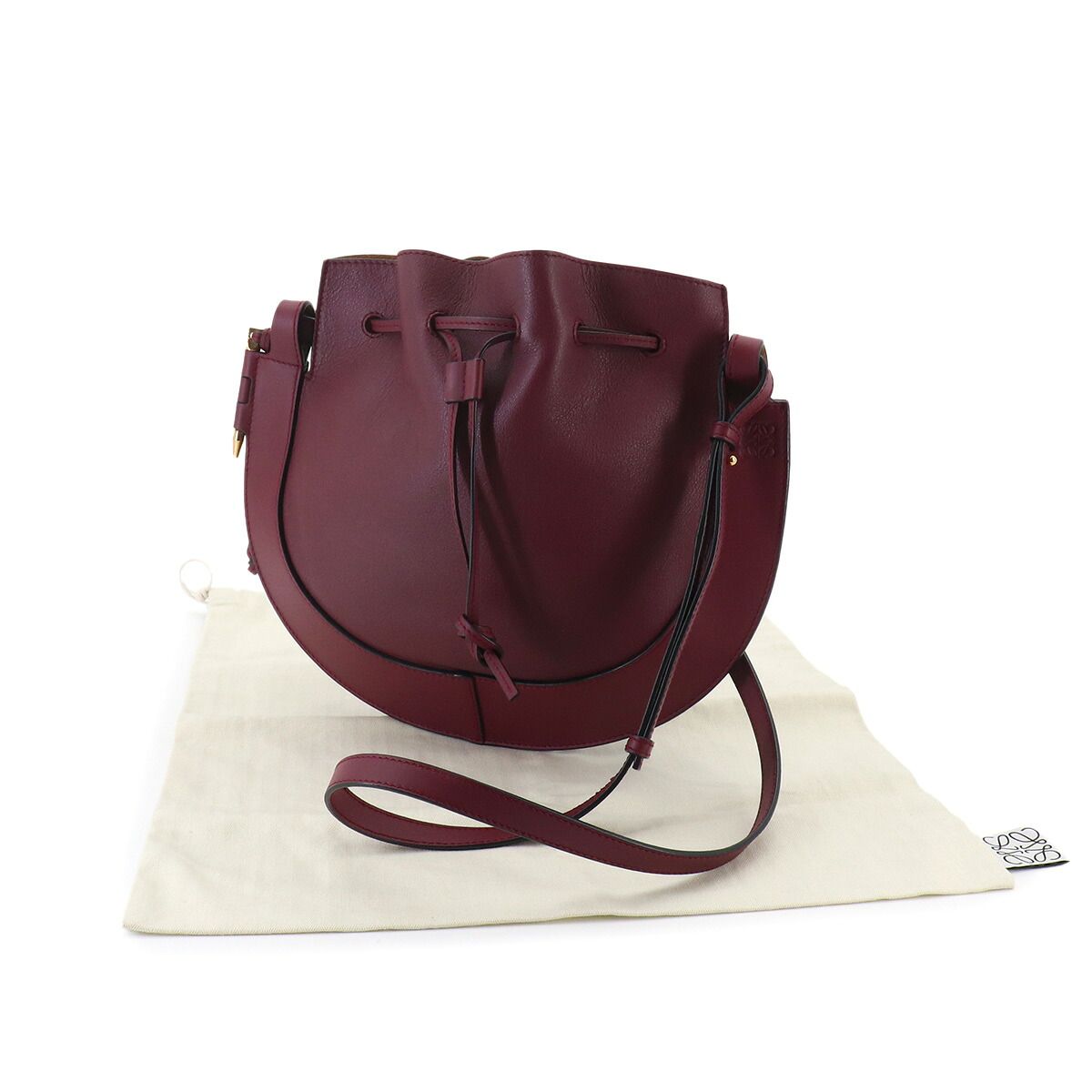 Loewe Shoulder Bag Leather Bordeaux Gold Horseshoe — view 2