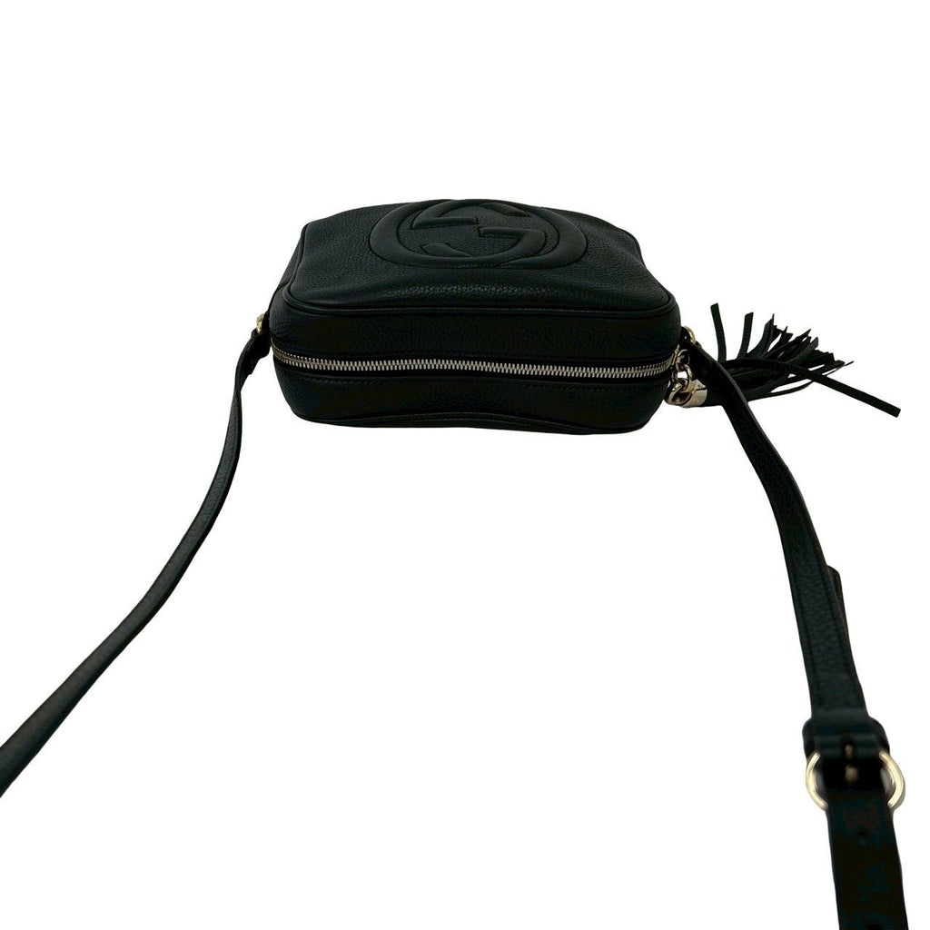 Gucci Soho Interlocking Leather Tassel Mini Shoulder Bag Pochette Black — view 4