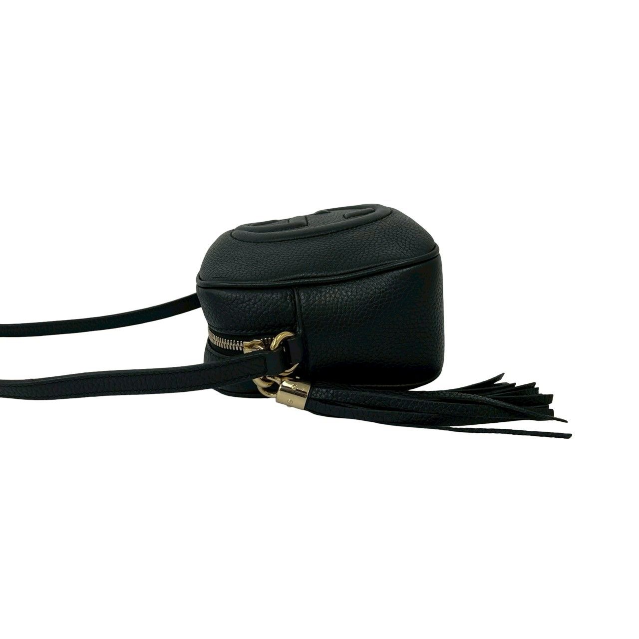 Gucci Soho Interlocking Leather Tassel Mini Shoulder Bag Pochette Black — view 5