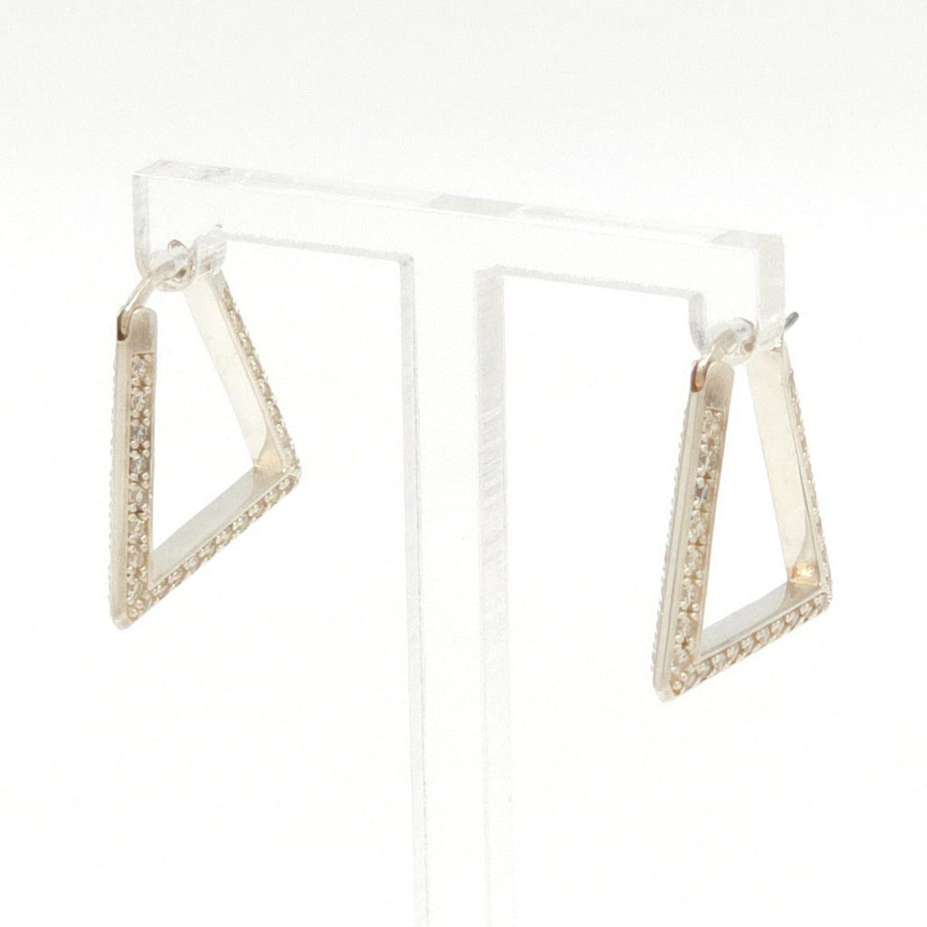 Bottega Veneta Triangle Hoop Earrings Sterling Silver Cubic Zirconia Box