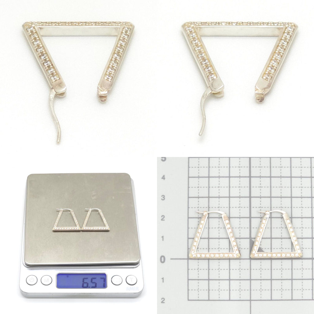 Bottega Veneta Triangle Hoop Earrings Sterling Silver Cubic Zirconia Box — view 8