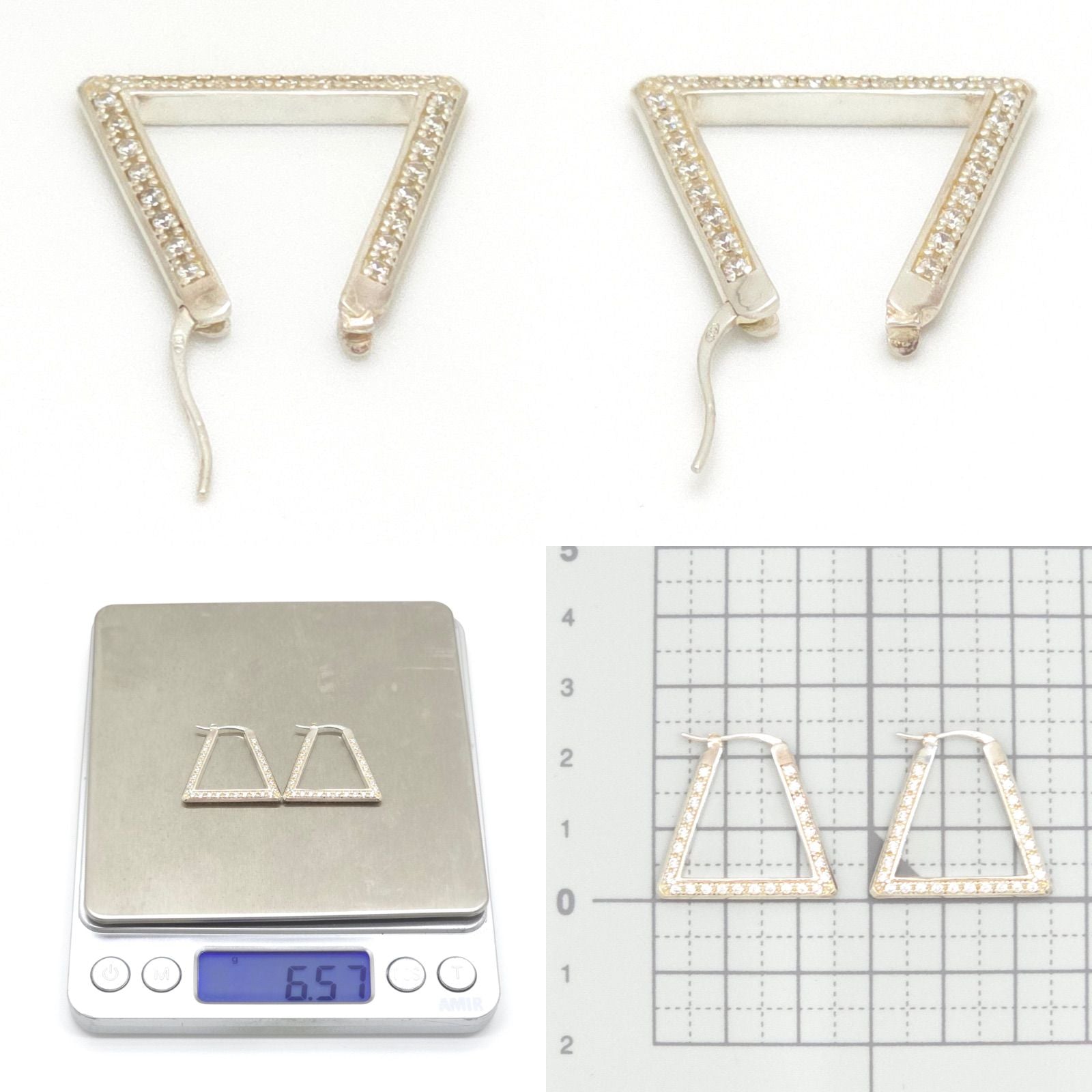 Bottega Veneta Triangle Hoop Earrings Sterling Silver Cubic Zirconia Box — view 8